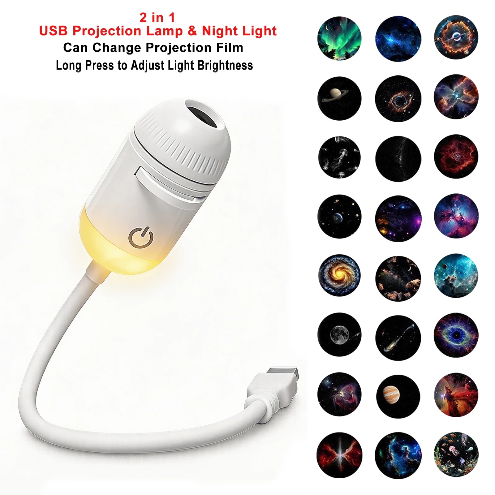 USB Star & Galaxy Projector Light — Car, Bedroom & Tent Atmosphere