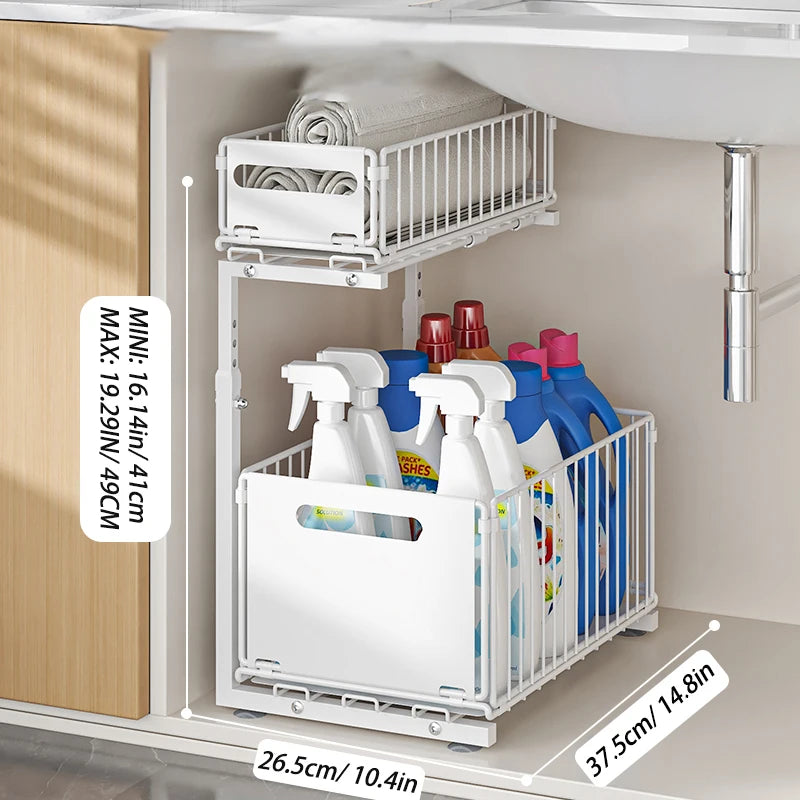 2-Tier Adjustable Pull-Out Under Sink Organizer