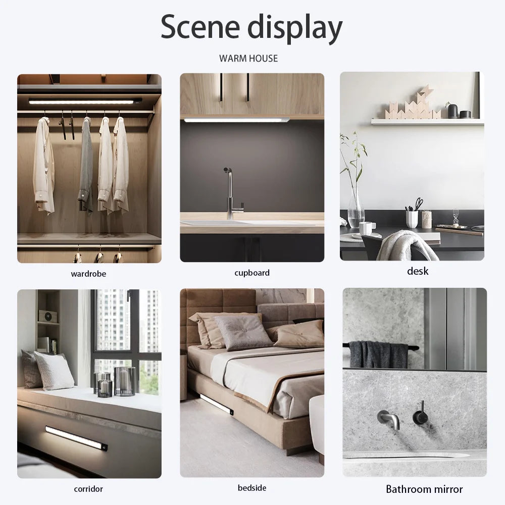 Motion Sensor Cabinet Light — 3 Colour Modes, USB Rechargeable, Black or Silver