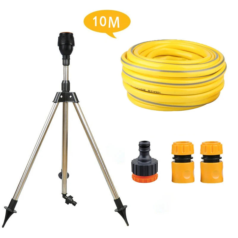 360° Rotating Garden Sprinkler with Stainless Steel Tripod – Adjustable Lawn Irrigation Stand