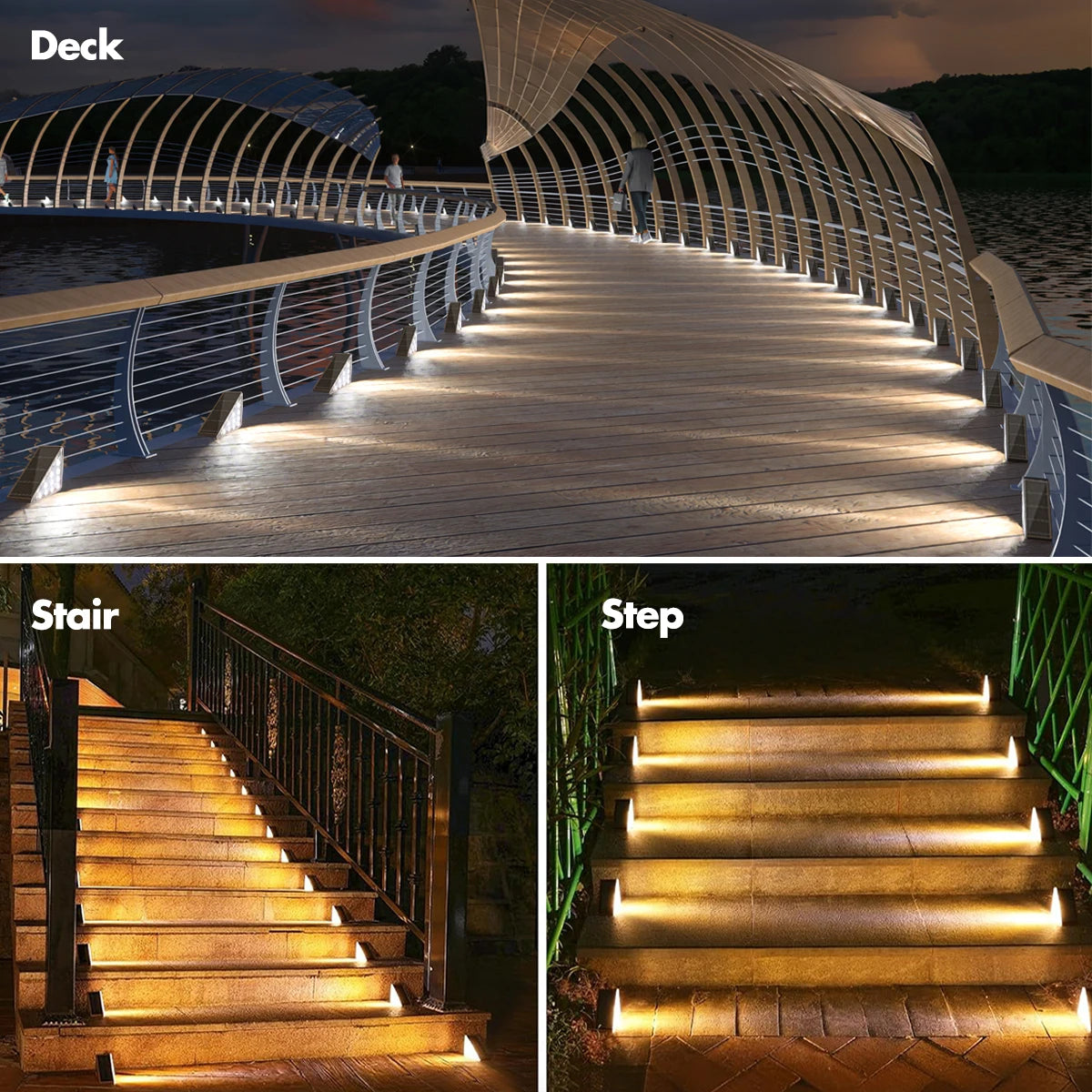 LED Solar Step & Stair Lights – IP67 Waterproof Outdoor Deck & Path Lights for Yard & Garden