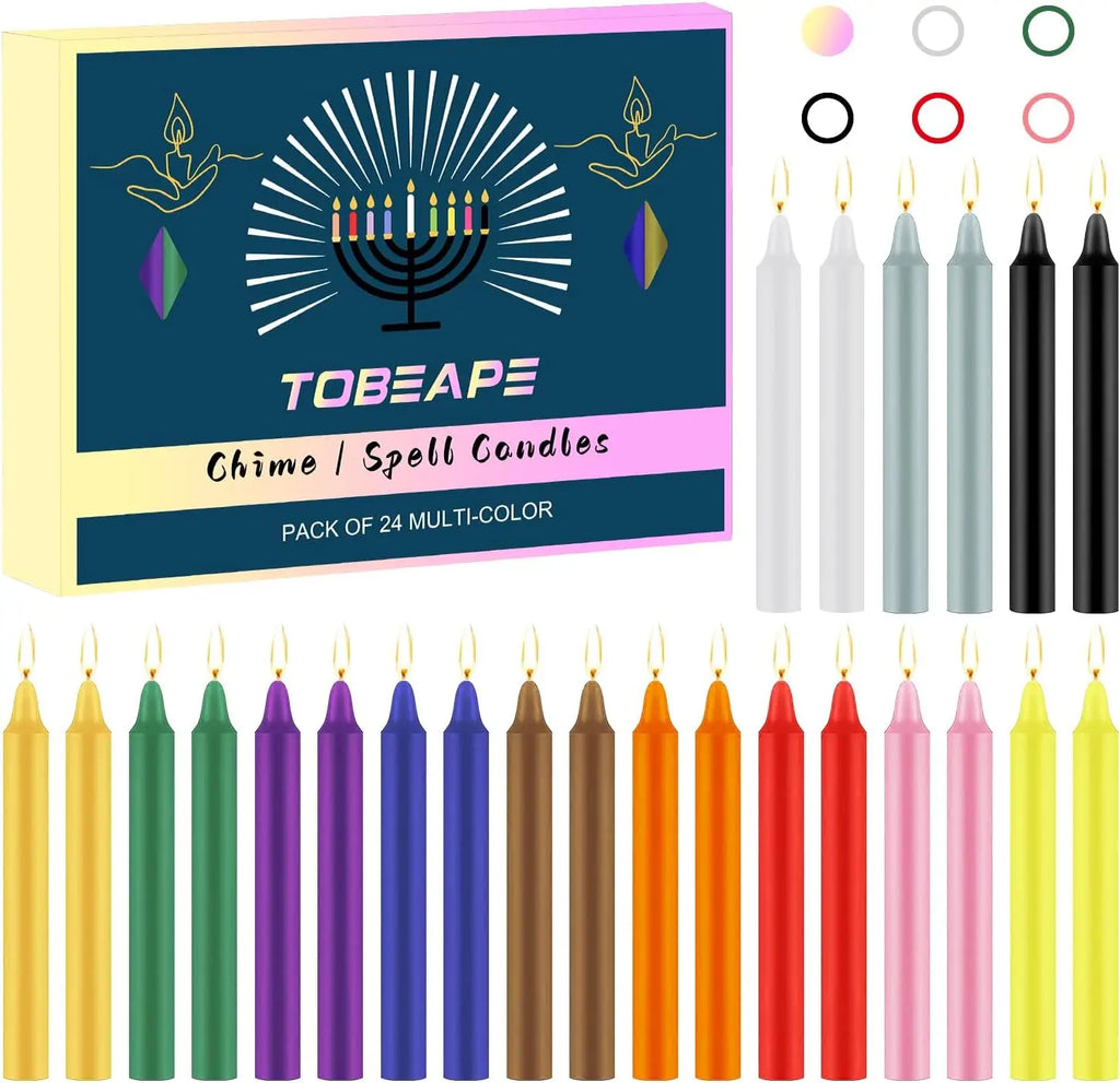 Coloured Soy Wax Taper Candles — Drip-Free & Smokeless, Set of 24