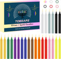 Coloured Soy Wax Taper Candles — Drip-Free & Smokeless, Set of 24