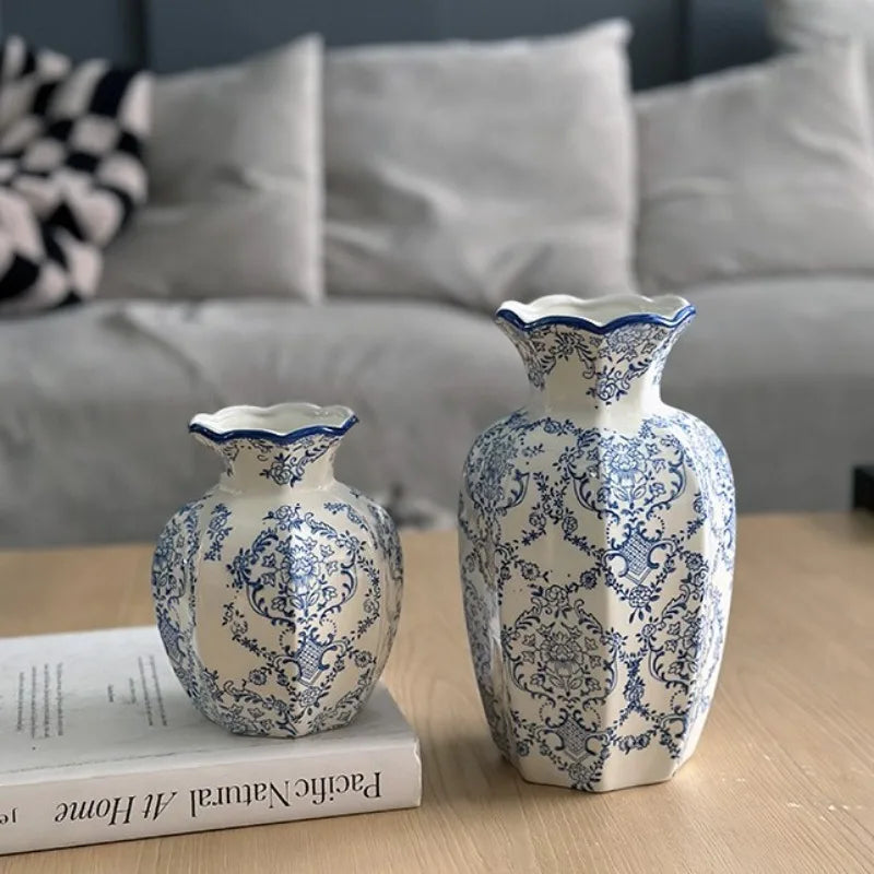 Hand-Painted Blue & White Porcelain Vase — Traditional Chinese Style