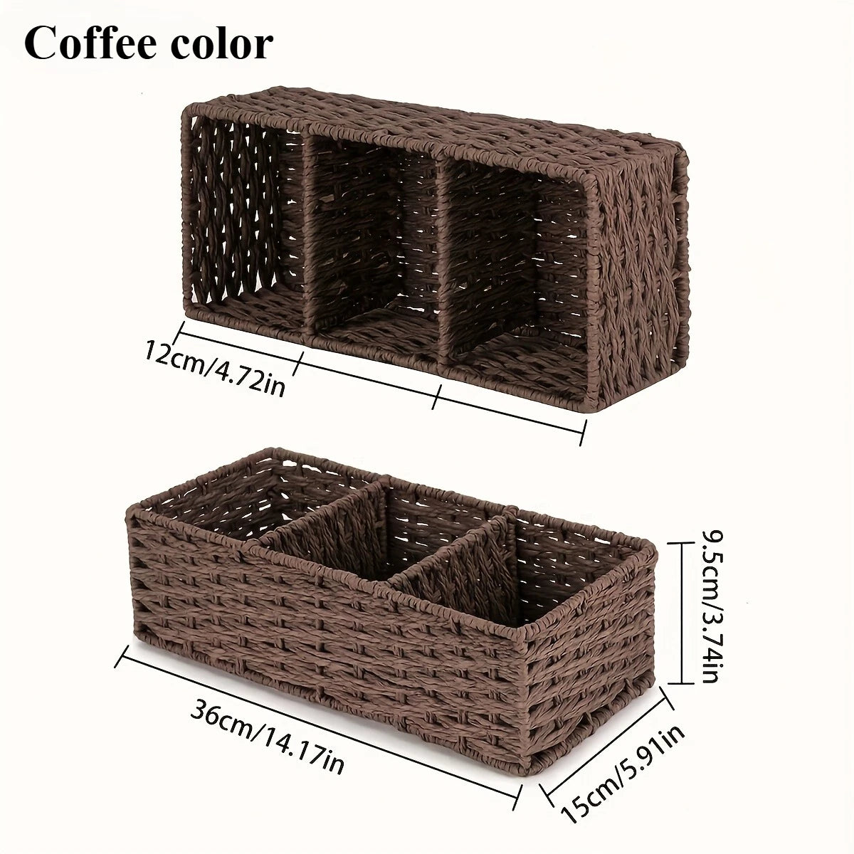 Handwoven Paper Rope Storage Basket — Bathroom & Countertop Organizer