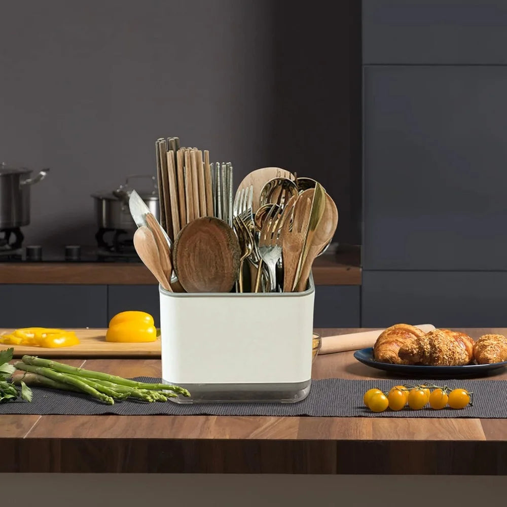 Double-Layer Chopstick & Cutlery Drain Rack — Stackable, Multipurpose