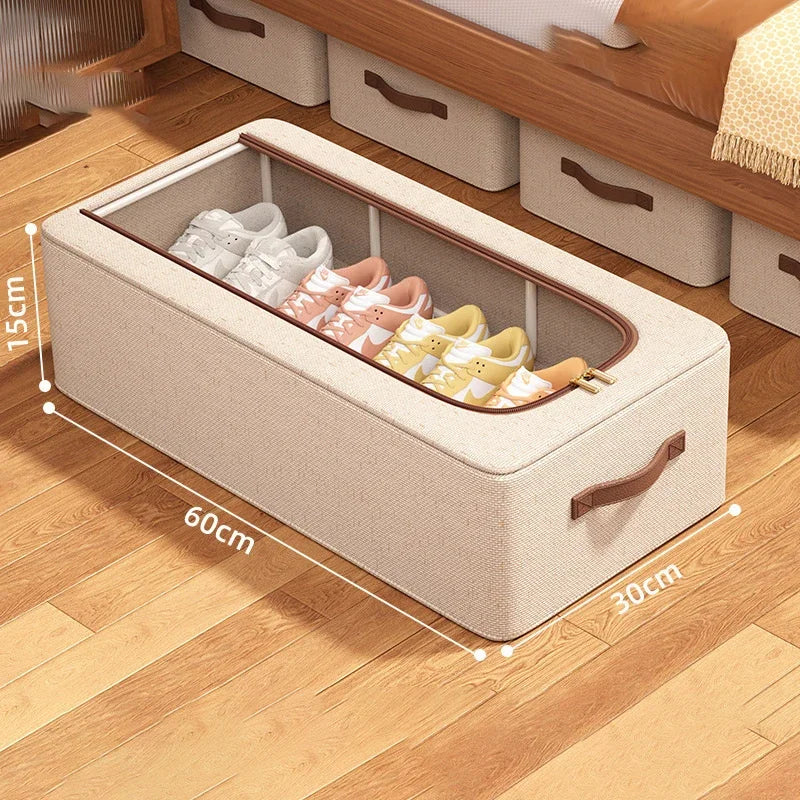 Under-Bed Shoe Storage Organizer with Clear Window