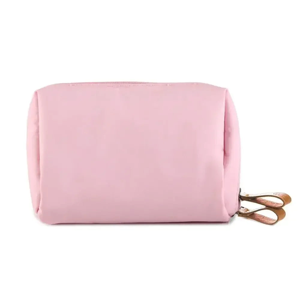 Korean-Style Nylon Cosmetic Bag — Waterproof Solid Colour Makeup Pouch