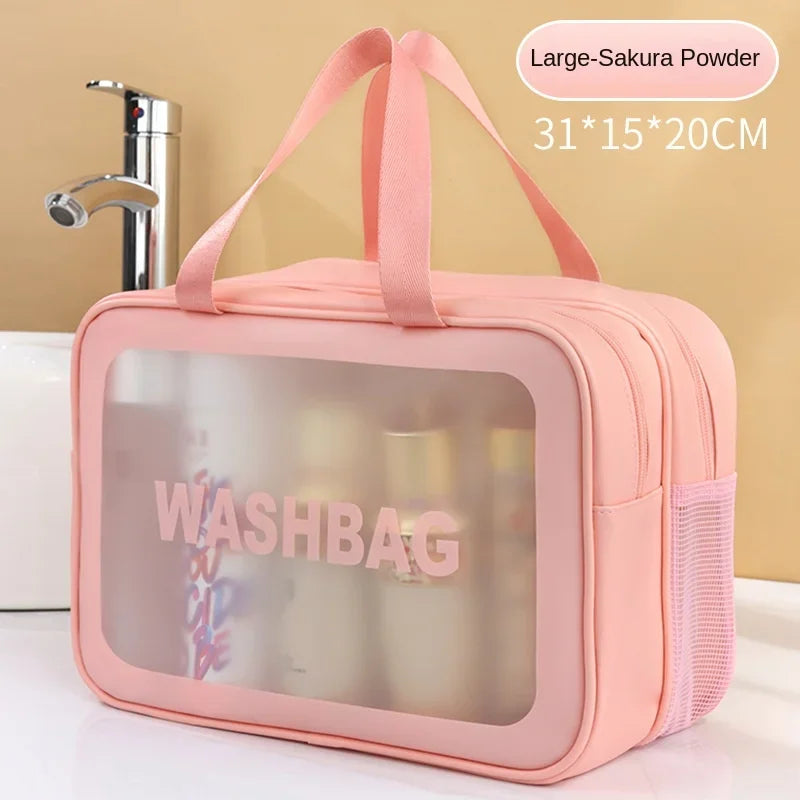 Dry-Wet Separation Toiletry Bag — Double-Layer PU Travel Cosmetic Pouch