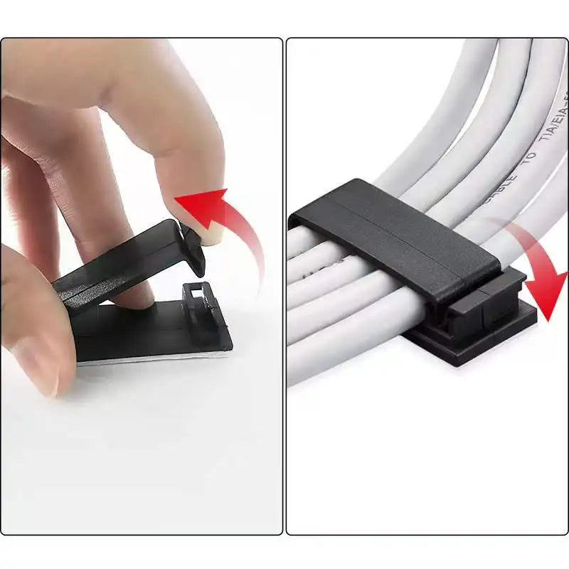 Self-Adhesive Cable Clips Organizer — Plastic Wire Holder for Desk, Home & Car