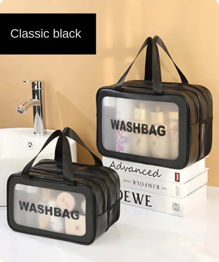 Dry-Wet Separation Toiletry Bag — Double-Layer PU Travel Cosmetic Pouch
