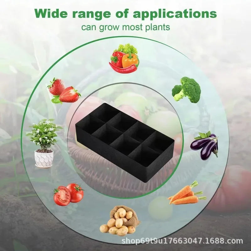 128-Gallon Multi-Grid Rectangular Planting Bag – 8-Pocket Seedling Bed (160×60×30 cm)