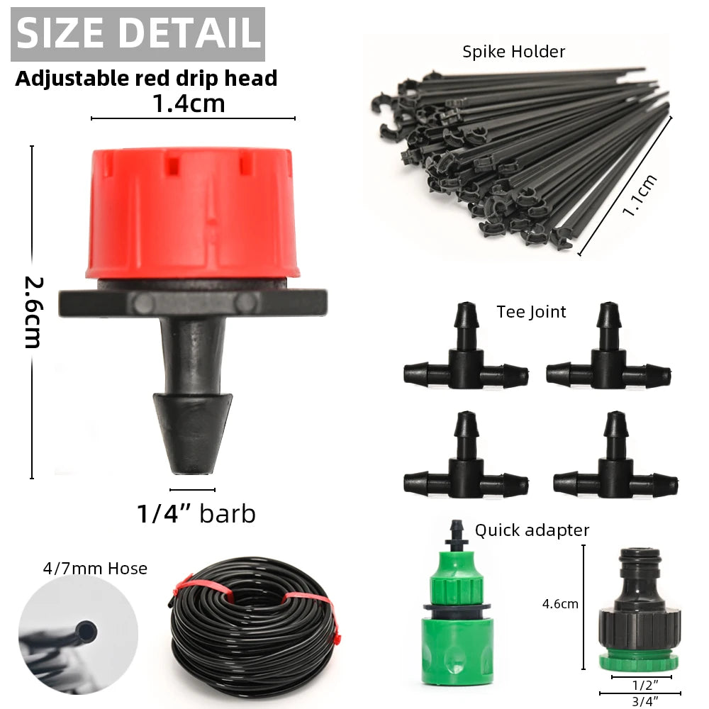 Drip Irrigation System with Adjustable Drippers & Timer – Micro Garden Watering Kit (5–60 m)