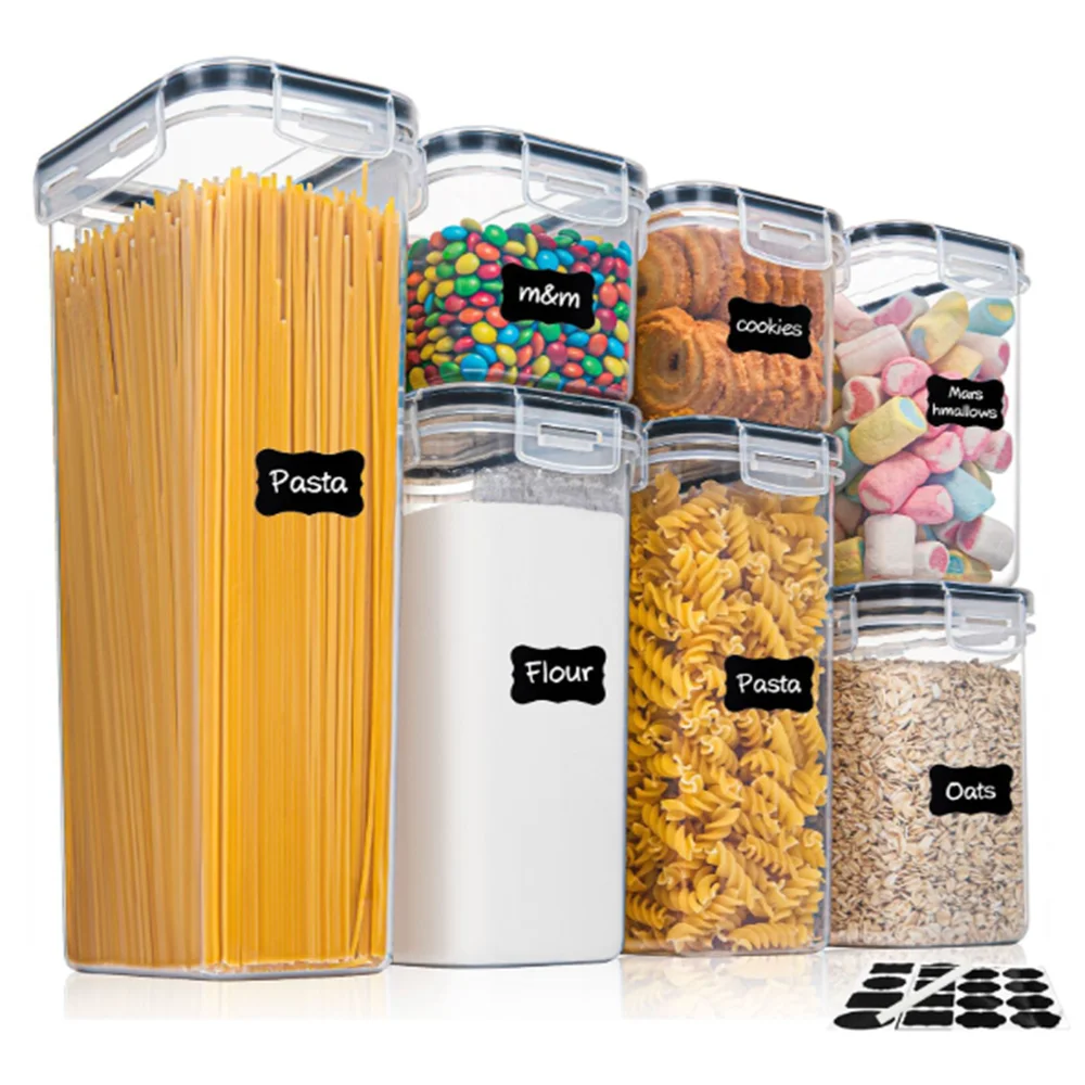 BPA-Free Airtight Food Containers Set — 7 Pieces with Labels & Pen