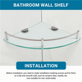 Tempered Glass Triangle Corner Shelf — Wall-Mounted Bathroom Storage, 24×24cm