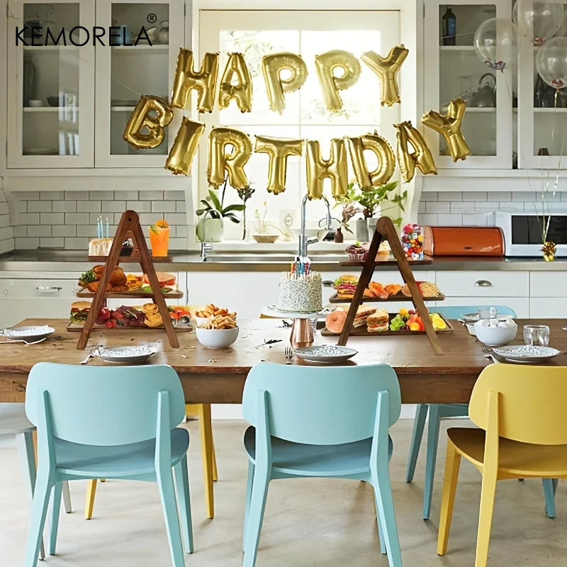 3-Tier Wooden Serving Tray — Rectangular, for Parties & Home Decor