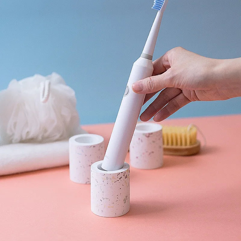 Diatomite Toothbrush Holder — Absorbent Terrazzo Bathroom Container