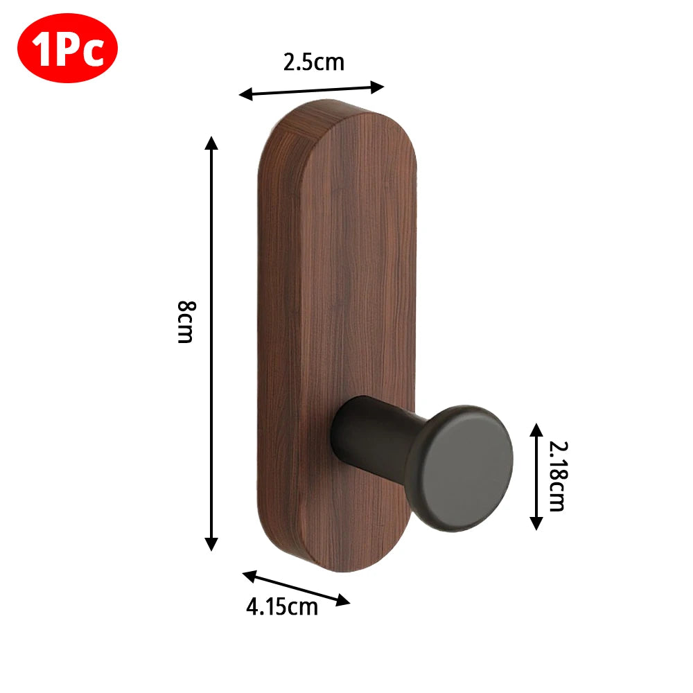 Self-Adhesive Wooden & Aluminium Wall Hook — No-Drill Key & Coat Hanger