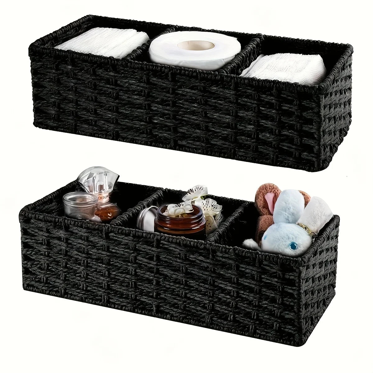 Handwoven Paper Rope Storage Basket — Bathroom & Countertop Organizer