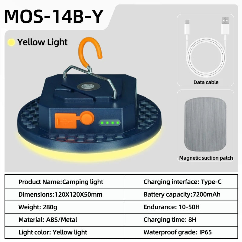 MOSLIGHTING Rechargeable LED Camping Lantern – Portable 15W/30W Emergency Light for Camping, Hiking & Outdoor Use