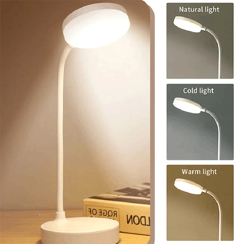 USB Rechargeable Desk Lamp — Touch Dimming, 3 Modes, Bedside Reading