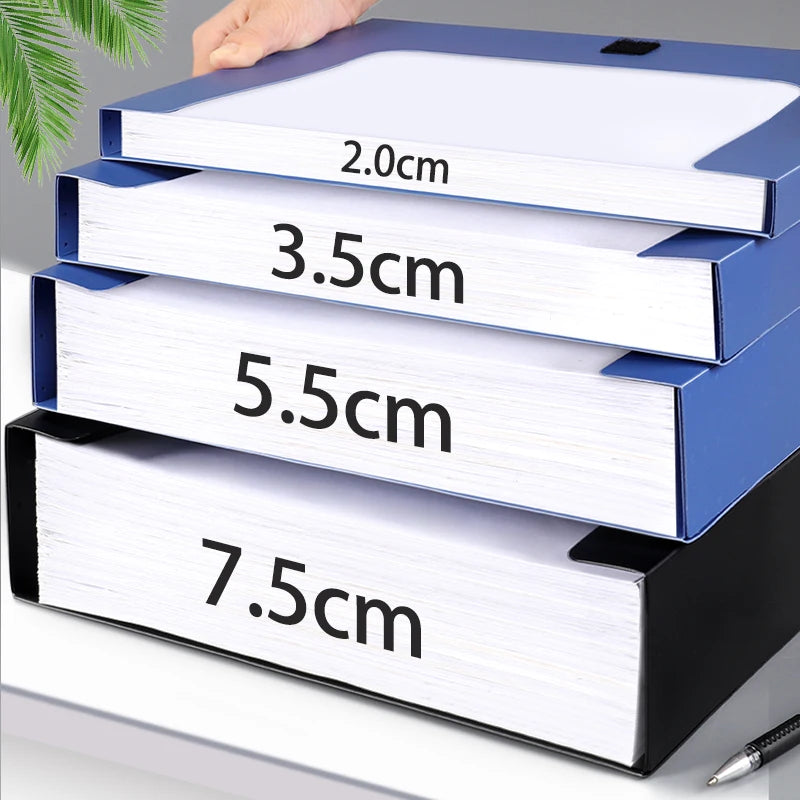 PP Standing A4 File Box — Waterproof Document Organizer, 3 Spine Widths