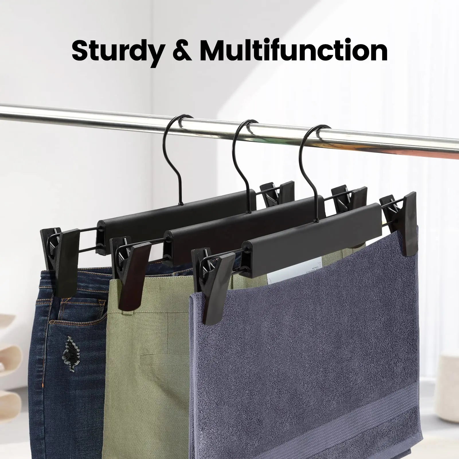 Adjustable Non-Slip Pants Hangers with Clips