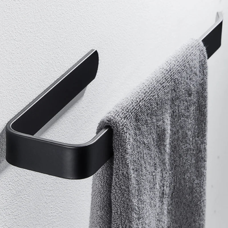 Space Aluminum Towel Rack — No-Drill Self-Adhesive, Bathroom & Kitchen