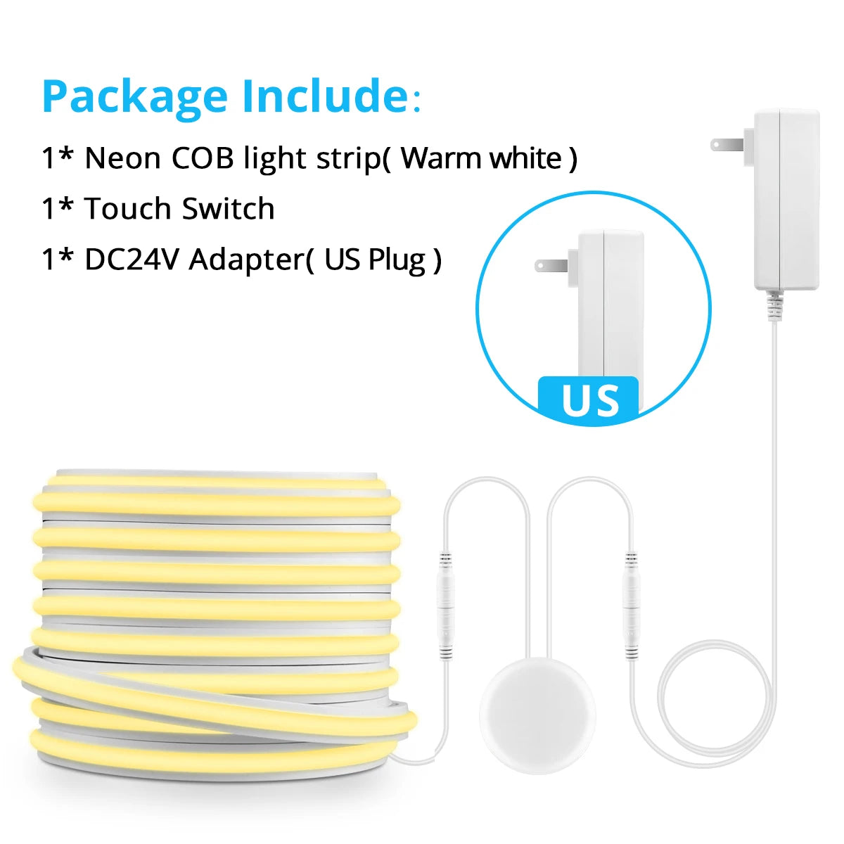 COB Neon Silicone LED Strip Light — Touch & Gesture Control, Dimmable