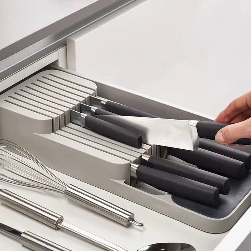 Kitchen Drawer Cutlery & Knife Storage Tray — Multipurpose Organiser