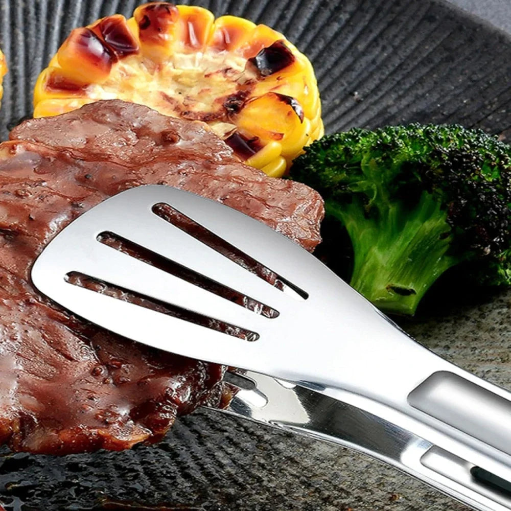 Stainless Steel Food Tongs — BBQ, Salad & Buffet, Non-Slip Grip
