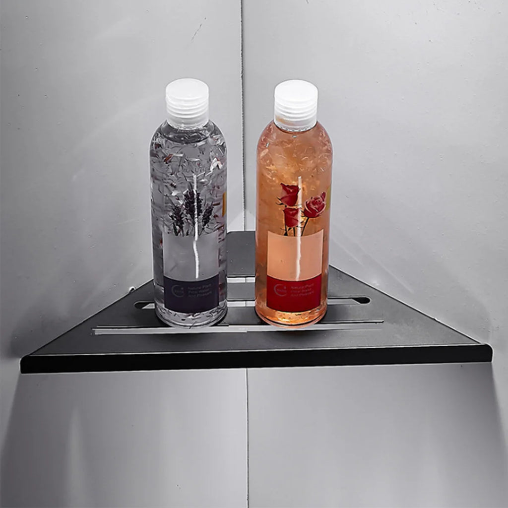 304 Stainless Steel Corner Shower Shelf — No-Drill, Double Tier, 31×21cm