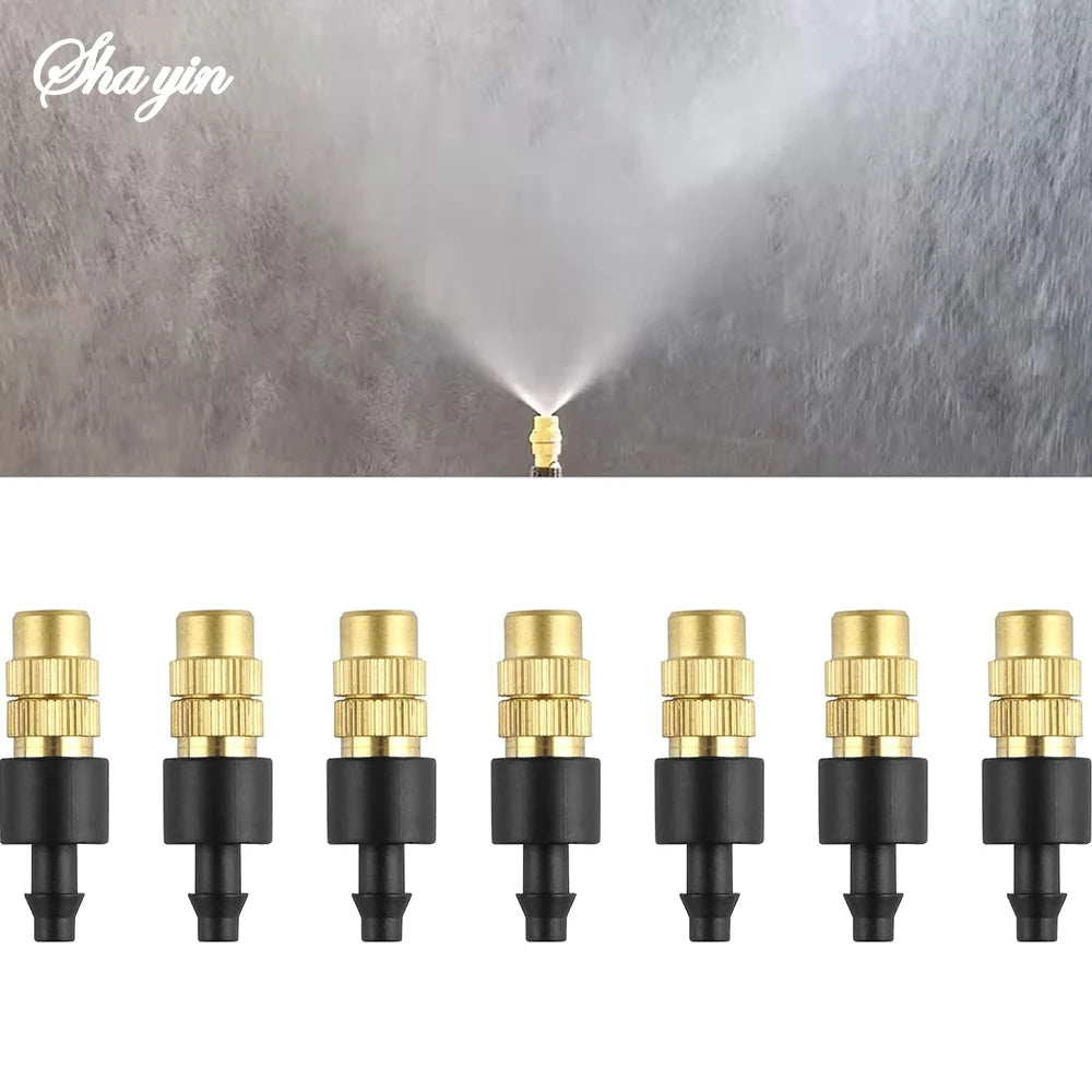 Adjustable Brass Micro Garden Sprinklers – 1/4" Atomizer Nozzles for Drip Irrigation (10 pcs)