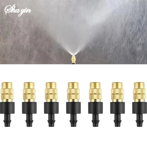 Adjustable Brass Micro Garden Sprinklers – 1/4" Atomizer Nozzles for Drip Irrigation (10 pcs)