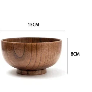 Japanese Style Jujube Wood Round Bowl — Soup, Rice & Children’s Tableware