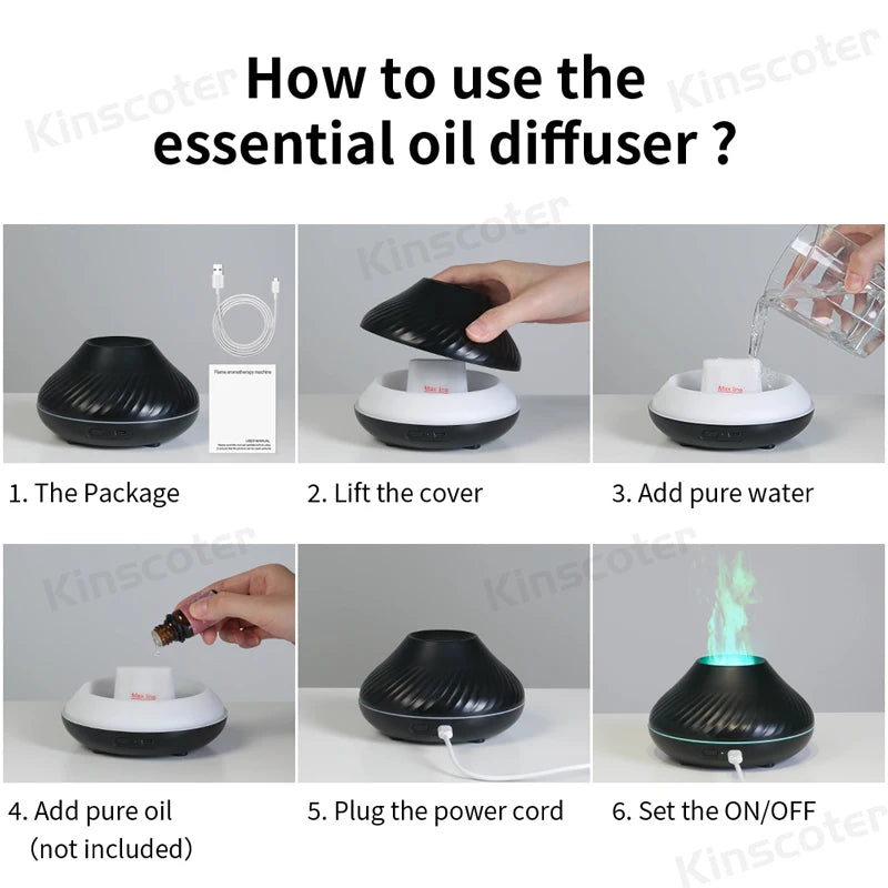 Volcano Ultrasonic Aroma Diffuser & Humidifier — 7 Colour Flame Night Light