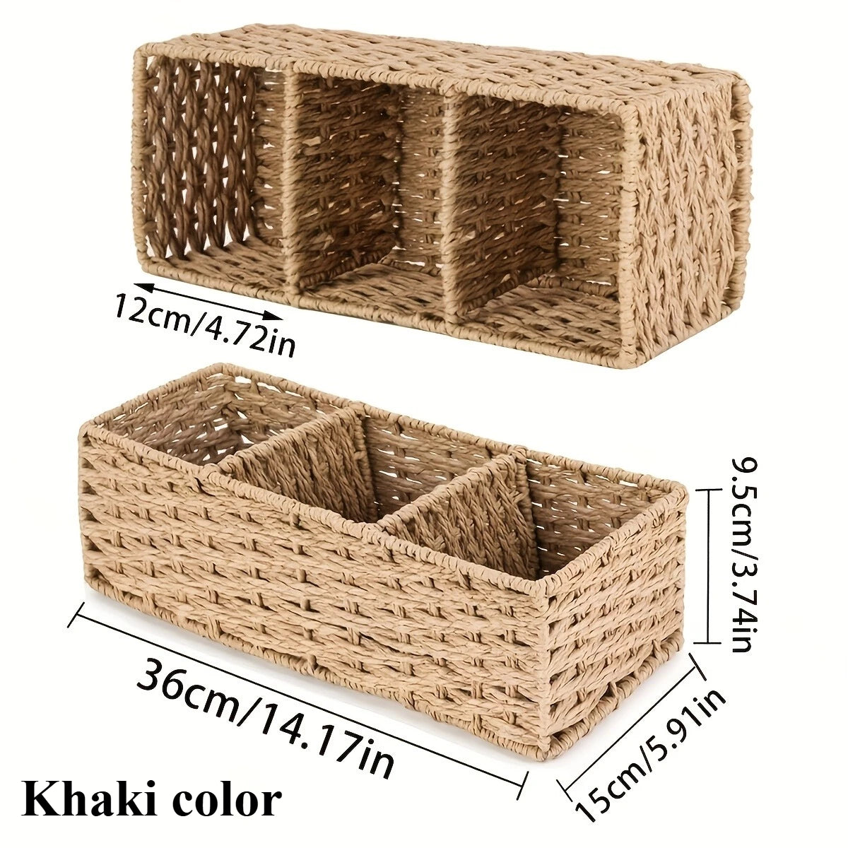 Handwoven Paper Rope Storage Basket — Bathroom & Countertop Organizer
