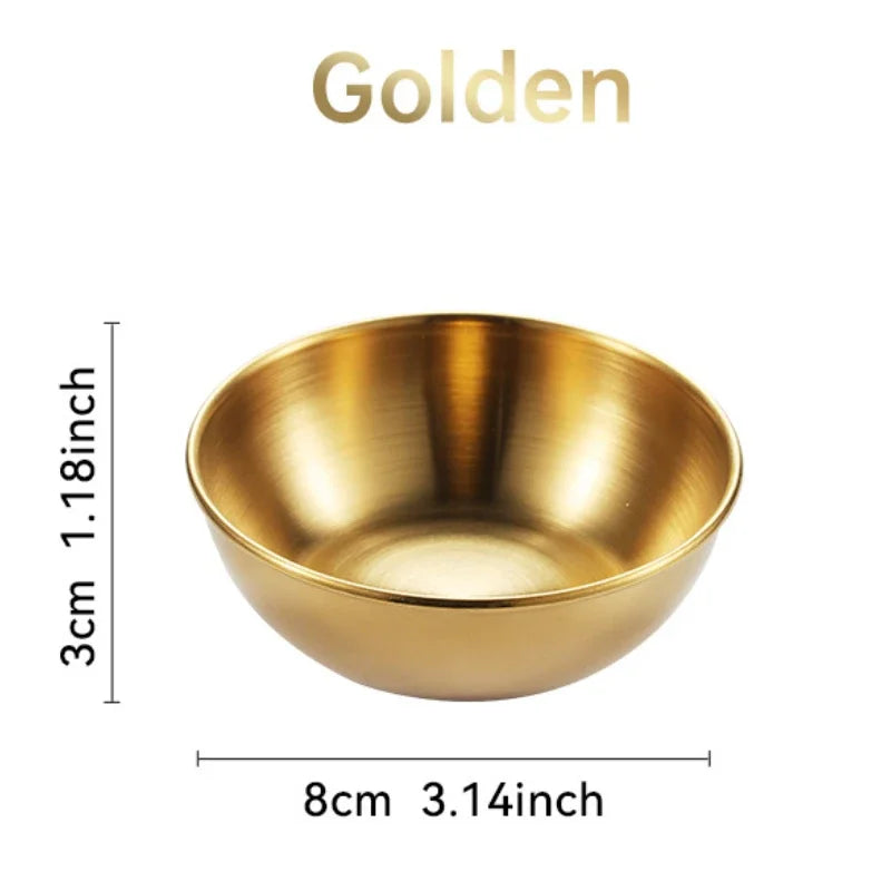 Stainless Steel Sauce & Appetiser Dishes — Gold or Silver, Set of 2 or 4