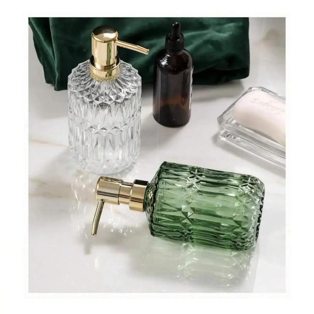 400ml Clear Glass Soap Dispenser — Manual Press Hand Sanitizer Bottle