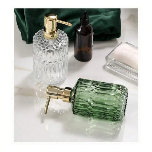 400ml Clear Glass Soap Dispenser — Manual Press Hand Sanitizer Bottle