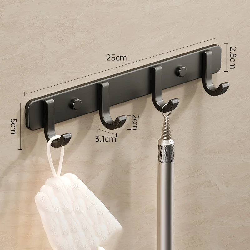 Space Aluminium Wall-Mounted Coat Hook Rack — Entryway & Bathroom Hanger