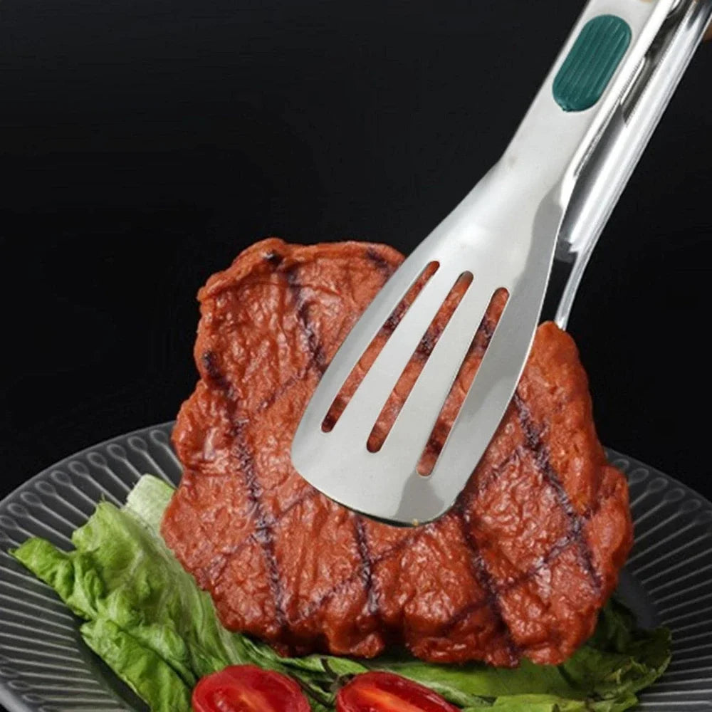 Stainless Steel Food Tongs — BBQ, Salad & Buffet, Non-Slip Grip