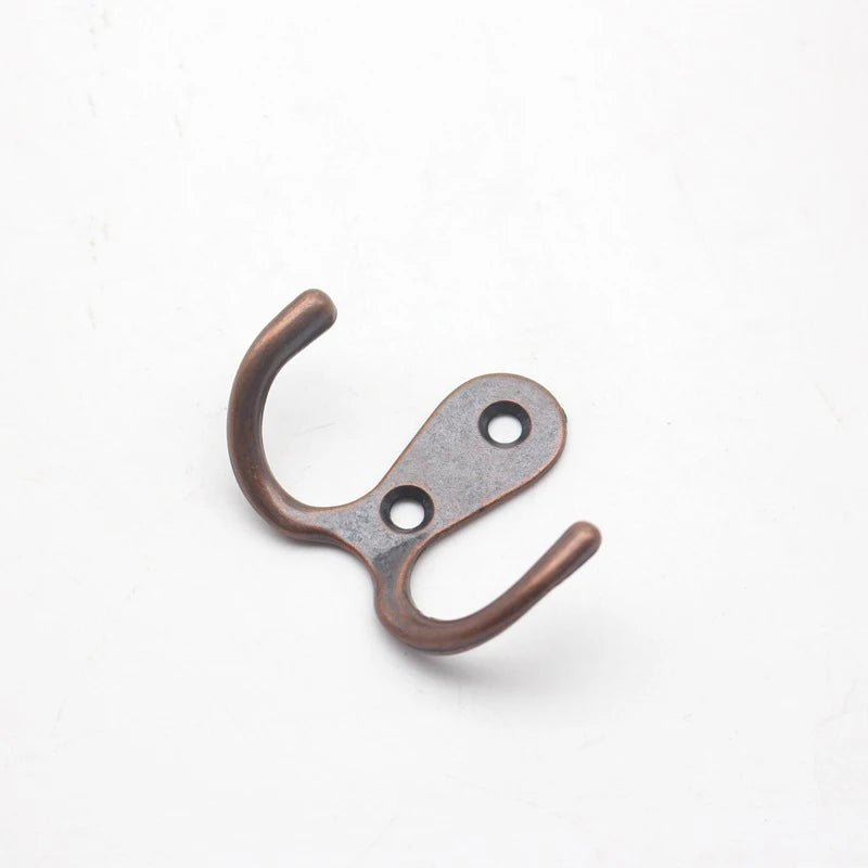 Retro Zinc Alloy Wall Hook — Single or Double Prong for Coats, Bags & Towels