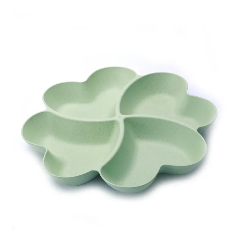 4-Grid Divided Snack & Candy Plate — Wheat Straw, Eco-Friendly