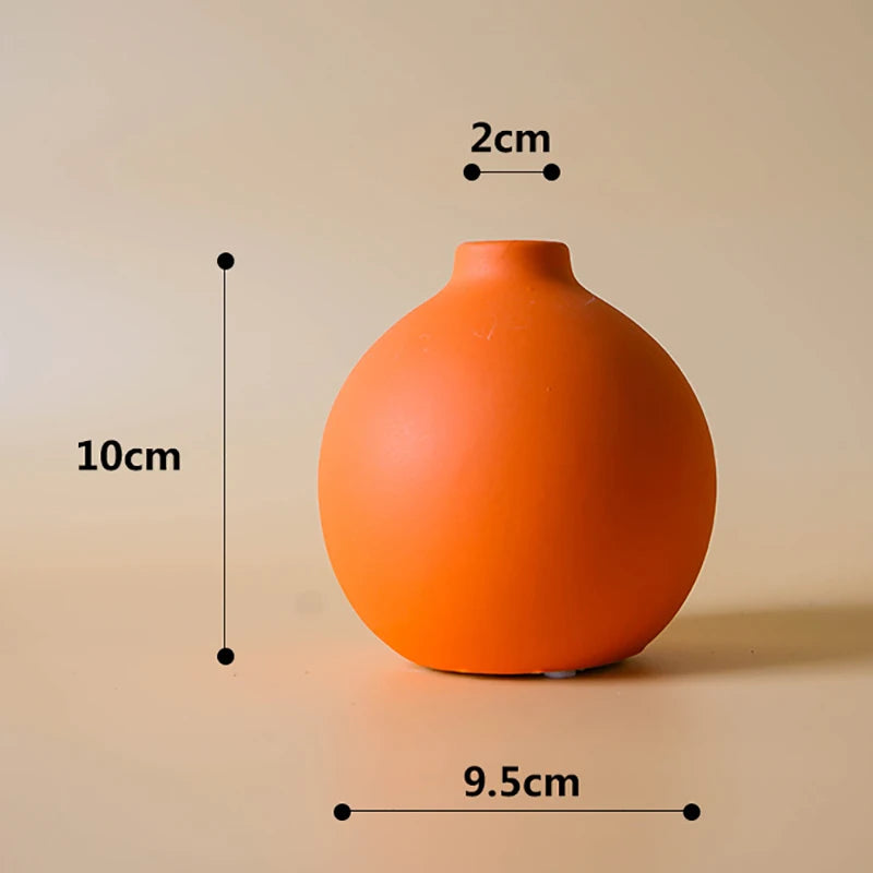 Nordic Solid Colour Ceramic Vase — Narrow Neck for Dried & Fresh Flowers