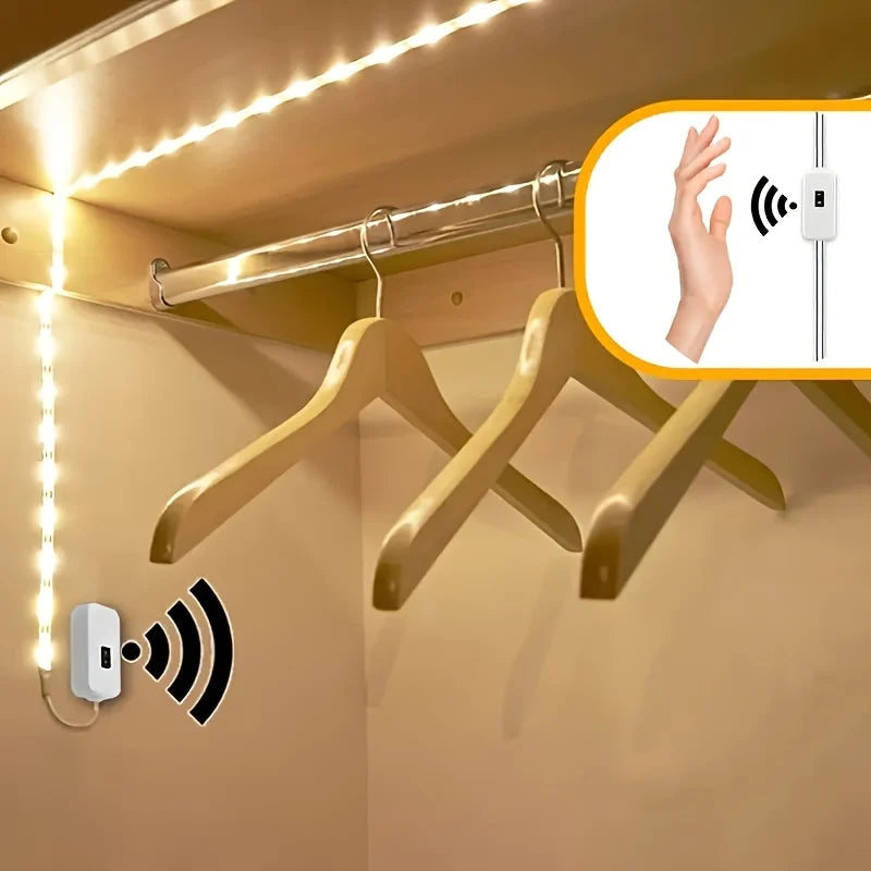 Gesture-Activated LED Strip Light — USB, Dimmable, for Cabinets & TV Backlight