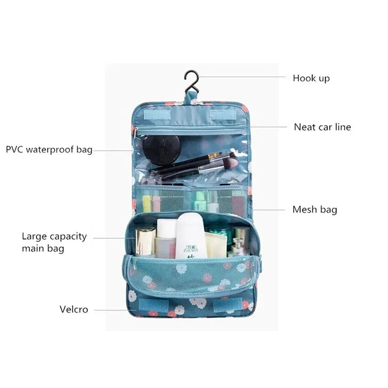 Foldable Hook Cosmetic Bag — Waterproof Travel Makeup Organizer, 24×19cm