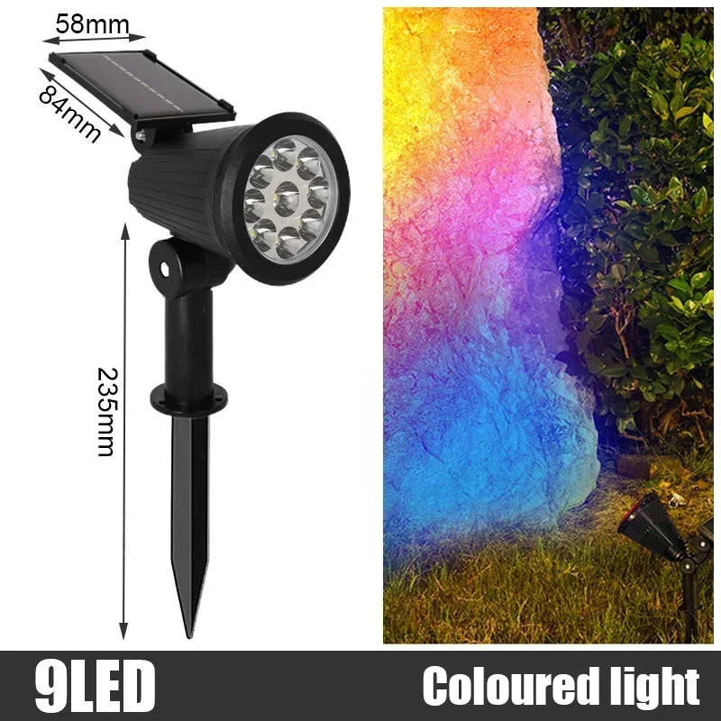 XIWANGFIRE Solar 9 LED Ground Spotlight – IP65 Adjustable Brightness Garden Light