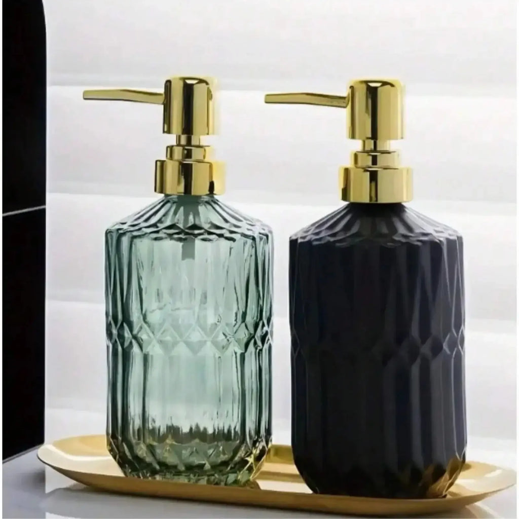 400ml Clear Glass Soap Dispenser — Manual Press Hand Sanitizer Bottle