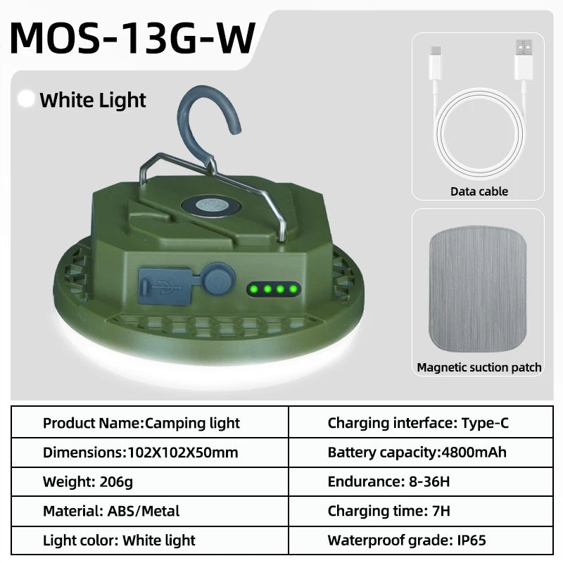 MOSLIGHTING Rechargeable LED Camping Lantern – Portable 15W/30W Emergency Light for Camping, Hiking & Outdoor Use